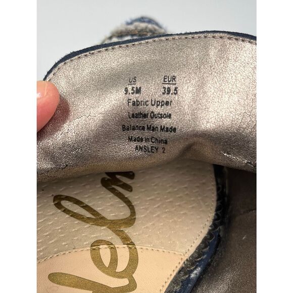 Sam Edelman Ansley Tweed Mules Navy Blue Stripe SlipOn Pointed Toe Shoe Size 9.5 - Picture 7 of 8